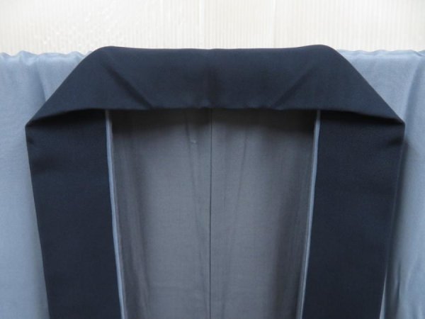 Photo5: 5427T11z470  Japanese Kimono Silk Men's JUBAN Jigami Steel blue (5)