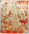 Photo1: 5427T14z1130 Vintage Japanese Kimono Silk FURISODE Chrysanthemum Dark orange (1)