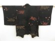 Photo1: 5501T02z560 Vintage Japanese Kimono Silk HAORI Temple Black (1)