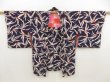 Photo5: 5501T04z360 Vintage Japanese Kimono Silk HAORI  Dark purple (5)