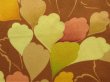 Photo4: 5501T07z540 Vintage Japanese Kimono Silk HAORI Leaf Light brown (4)