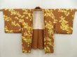 Photo6: 5501T07z540 Vintage Japanese Kimono Silk HAORI Leaf Light brown (6)