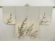 Photo1: 5501T09z710 Vintage Japanese Kimono Silk HAORI Leaf Light gray (1)
