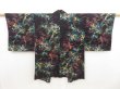 Photo1: 5501T10z420 Vintage Japanese Kimono Silk HAORI Tree Purple-Black (1)