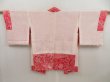 Photo6: 5501T12z450 Vintage Japanese Kimono Silk SHIBORI HAORI Maple Red-Pink (6)
