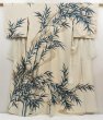 Photo1: 5501T13z860 Vintage Japanese Kimono Silk TSUKESAGE Bamboo grass Off-white (1)