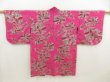 Photo1: 5502T02z380 Vintage Japanese Kimono Silk MEISEN HAORI Flowers Pink-Purple (1)