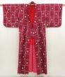 Photo8: 5502T04z580 Vintage Japanese Kimono Silk MEISEN KOMON Wine red (8)