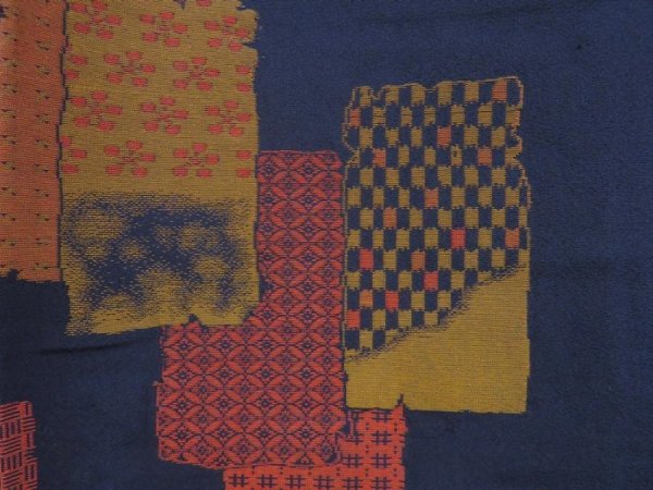 Photo6: 5502T08z860 Vintage Japanese Kimono Silk URUSHI KOMON  Navy (6)