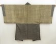 Photo2: 5504T03z540 Vintage Japanese Kimono Silk Men's OSHIMA HAORI  Dark brown (2)