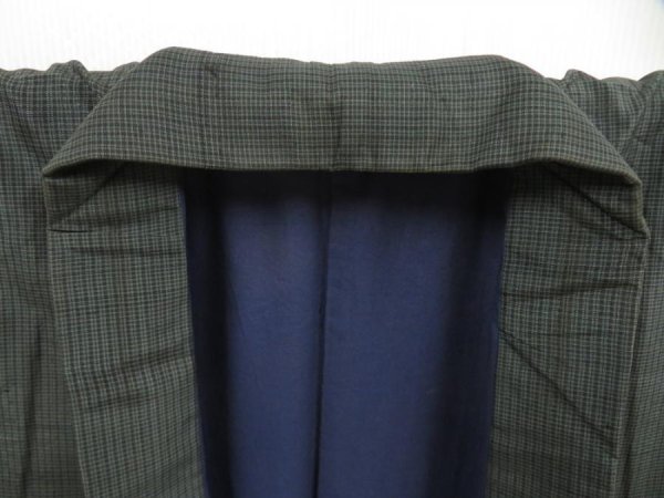 Photo5: 5504T05z780 Vintage Japanese Kimono Silk Men's   Green-Gray (5)