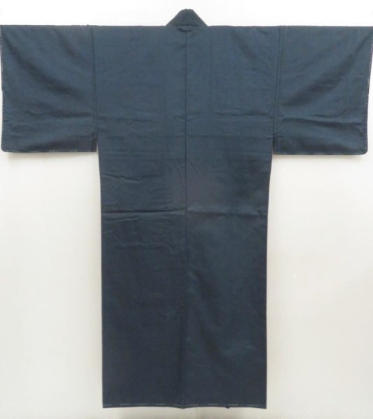 Photo1: 5504T06z780 Vintage Japanese Kimono Silk Men's   Navy-Black (1)