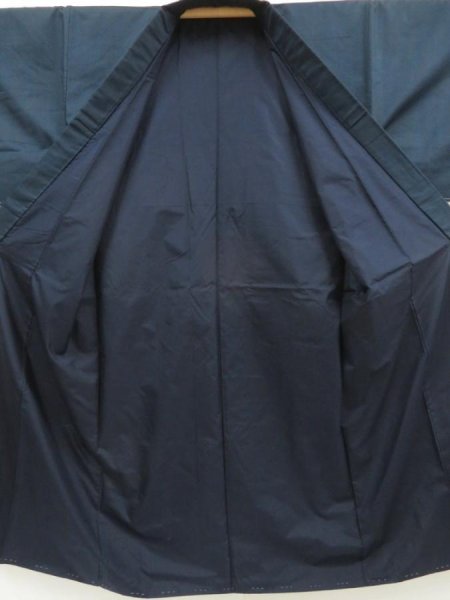 Photo5: 5504T06z780 Vintage Japanese Kimono Silk Men's   Navy-Black (5)