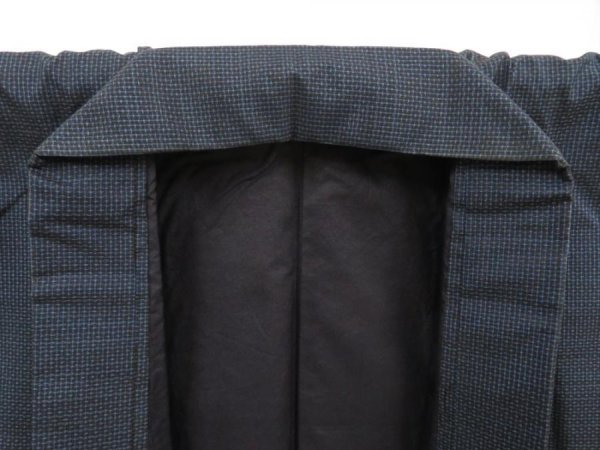 Photo5: 5504T11z780 Vintage Japanese Kimono Silk Men's Oshima  Dark navy (5)