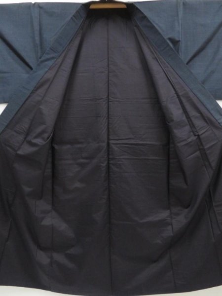 Photo7: 5504T11z780 Vintage Japanese Kimono Silk Men's Oshima  Dark navy (7)
