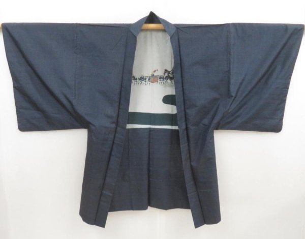 Photo3: 5504T12z460 Vintage Japanese Kimono Silk Men's OSHIMA HAORI Daimyogyoretsu (3)