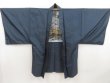Photo6: 5504T14z470 Vintage Japanese Kimono Silk Men's OSHIMA HAORI Scenery Blue-Gray (6)