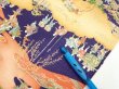Photo6: 3G04z80  Japanese Kimono Silk  FABRIC Edo era Navy 62.2x14.4 (6)