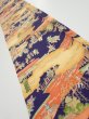 Photo1: 3G07z40  Japanese Kimono Silk  FABRIC Edo era Navy 58.3x7.1 (1)