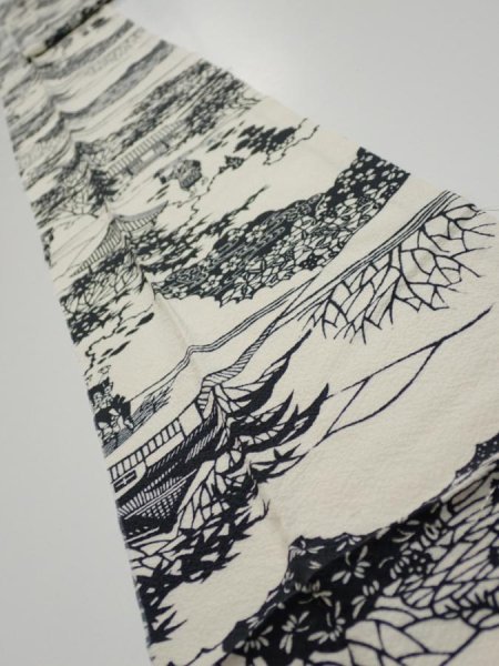 Photo1: 3G09z70  Japanese Kimono Silk  FABRIC Oharame Smoky white 92.9x7.1 (1)