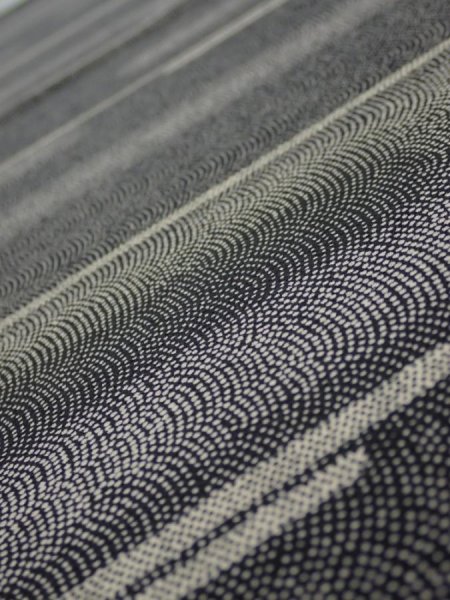 Photo2: 3G02z60  Japanese Kimono Silk  FABRIC Fog Black 41.7x13.6 (2)