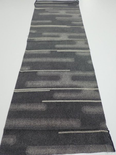 Photo5: 3G02z60  Japanese Kimono Silk  FABRIC Fog Black 41.7x13.6 (5)