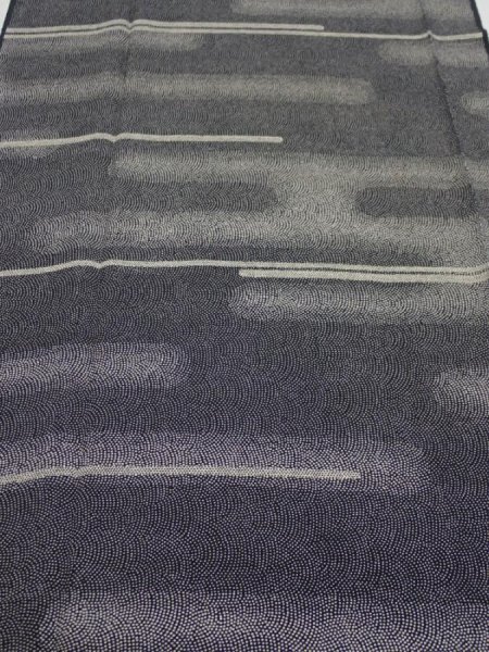 Photo1: 3G03z80  Japanese Kimono Silk  FABRIC Fog Black 61.0x13.6 (1)