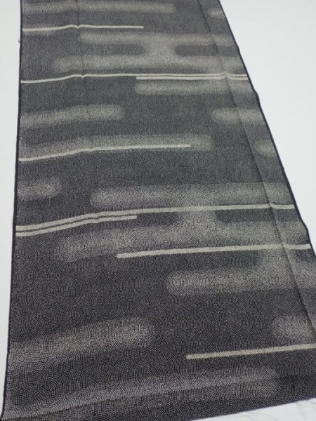 Photo2: 3G03z80  Japanese Kimono Silk  FABRIC Fog Black 61.0x13.6 (2)