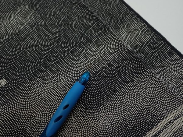 Photo6: 3G03z80  Japanese Kimono Silk  FABRIC Fog Black 61.0x13.6 (6)