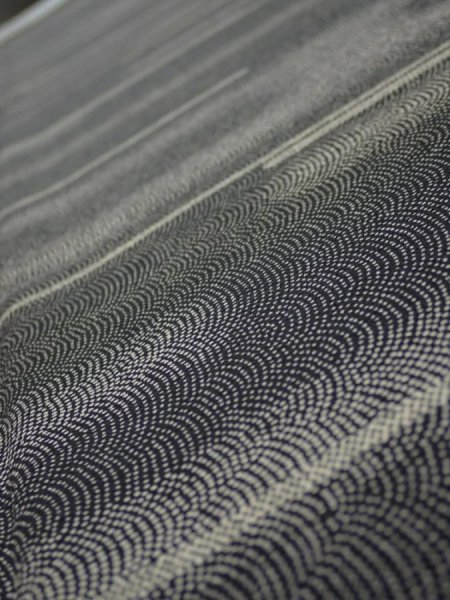 Photo4: 3G06z80  Japanese Kimono Silk  FABRIC Fog Black 60.6x13.6 (4)