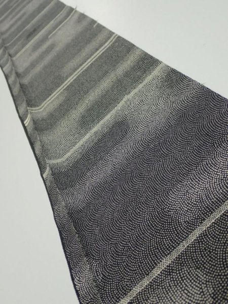 Photo1: 3G07z40  Japanese Kimono Silk  FABRIC Fog Black 53.1x7.1 (1)