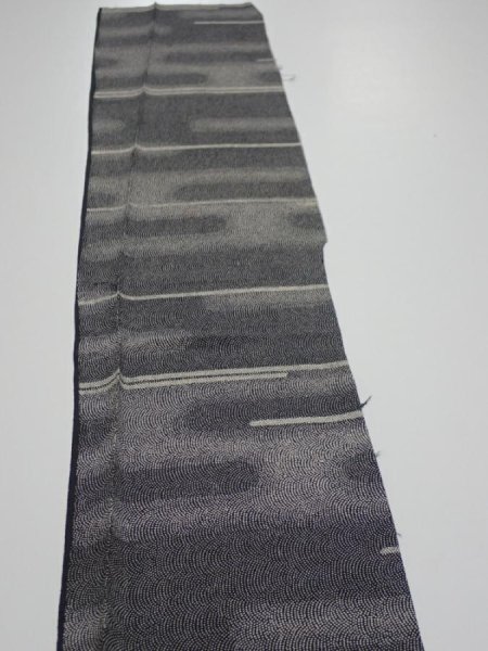 Photo3: 3G07z40  Japanese Kimono Silk  FABRIC Fog Black 53.1x7.1 (3)