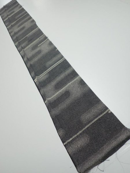 Photo4: 3G07z40  Japanese Kimono Silk  FABRIC Fog Black 53.1x7.1 (4)