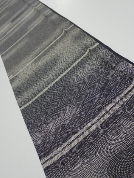 Photo1: 3G08z40  Japanese Kimono Silk  FABRIC Fog Black 53.5x7.1 (1)