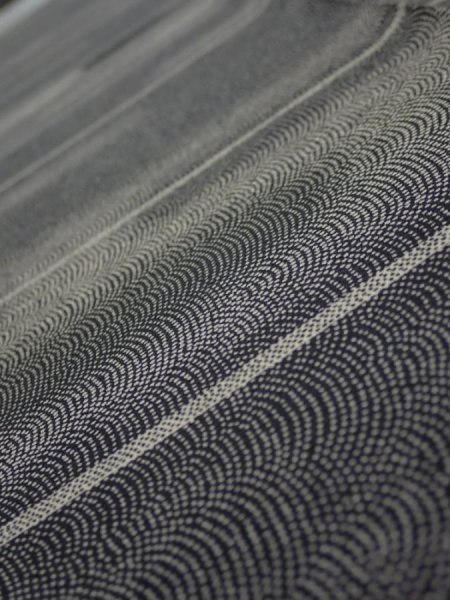 Photo4: 3G08z40  Japanese Kimono Silk  FABRIC Fog Black 53.5x7.1 (4)