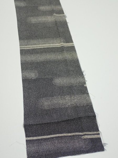 Photo2: 3G09z50  Japanese Kimono Silk  FABRIC Fog Black 74.4x6.3 (2)