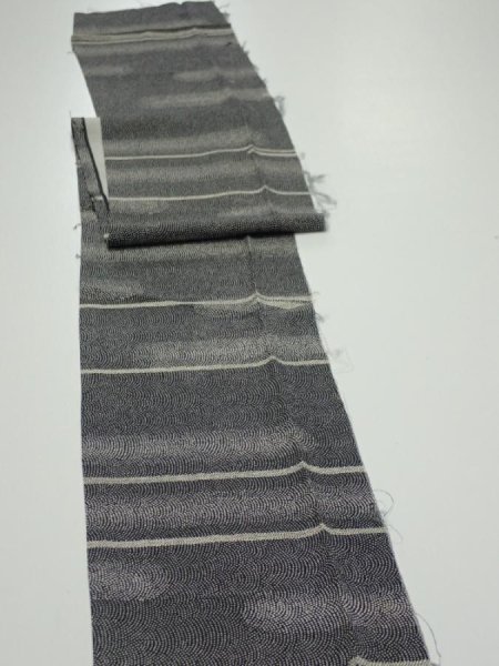 Photo3: 3G09z50  Japanese Kimono Silk  FABRIC Fog Black 74.4x6.3 (3)