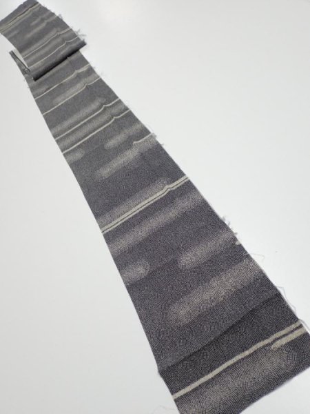 Photo4: 3G09z50  Japanese Kimono Silk  FABRIC Fog Black 74.4x6.3 (4)