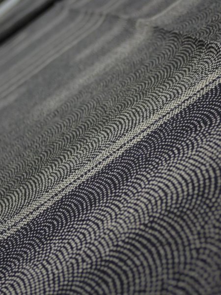 Photo5: 3G09z50  Japanese Kimono Silk  FABRIC Fog Black 74.4x6.3 (5)