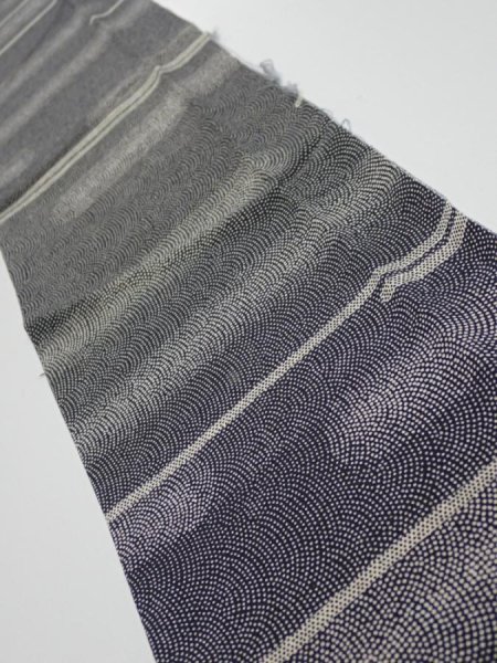 Photo1: 3G10z20  Japanese Kimono Silk  FABRIC Fog Black 32.3x6.3 (1)