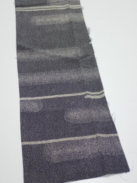 Photo2: 3G10z20  Japanese Kimono Silk  FABRIC Fog Black 32.3x6.3 (2)