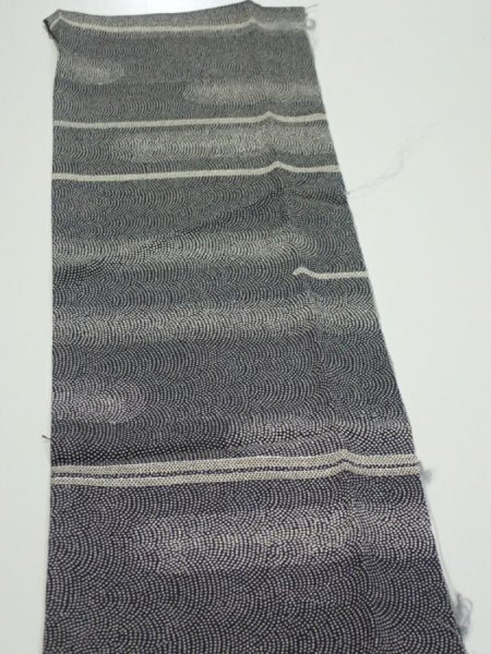 Photo3: 3G10z20  Japanese Kimono Silk  FABRIC Fog Black 32.3x6.3 (3)
