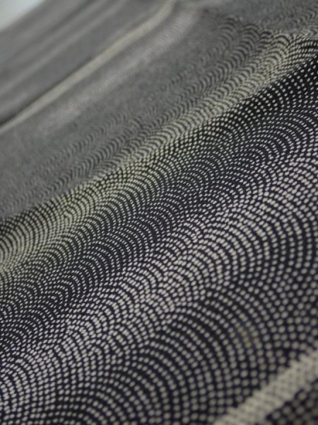 Photo4: 3G10z20  Japanese Kimono Silk  FABRIC Fog Black 32.3x6.3 (4)