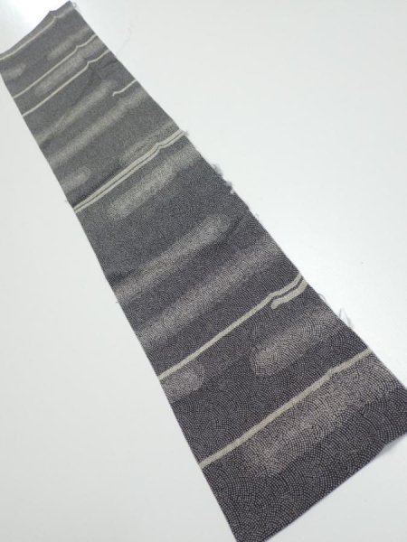 Photo5: 3G10z20  Japanese Kimono Silk  FABRIC Fog Black 32.3x6.3 (5)