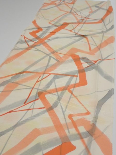 Photo3: 3G05z80  Japanese Kimono Silk  FABRIC Branch Light yellow 63.8x14.2 (3)