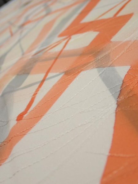 Photo4: 3G05z80  Japanese Kimono Silk  FABRIC Branch Light yellow 63.8x14.2 (4)