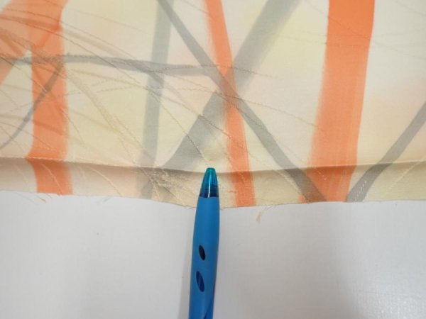 Photo6: 3G05z80  Japanese Kimono Silk  FABRIC Branch Light yellow 63.8x14.2 (6)