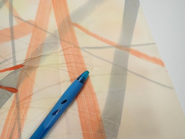 Photo7: 3G06z80  Japanese Kimono Silk  FABRIC Branch Light yellow 63.4x14.2 (7)