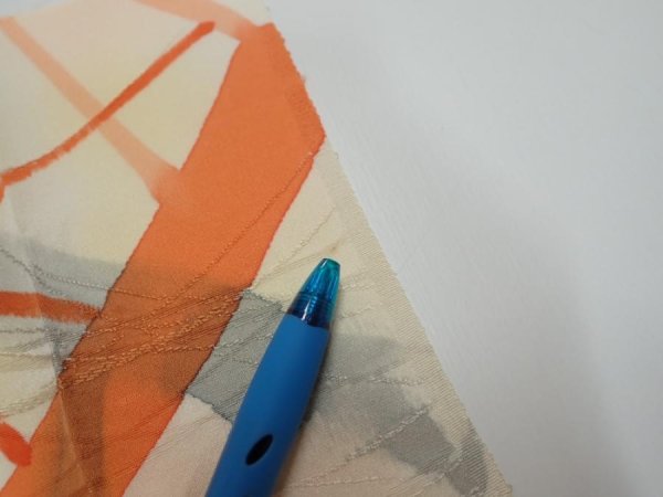 Photo6: 3G08z40  Japanese Kimono Silk  FABRIC Branch Light yellow 56.3x7.3 (6)