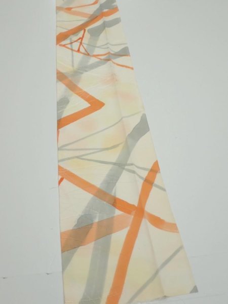 Photo2: 3G09z40  Japanese Kimono Silk  FABRIC Branch Light yellow 64.6x6.7 (2)